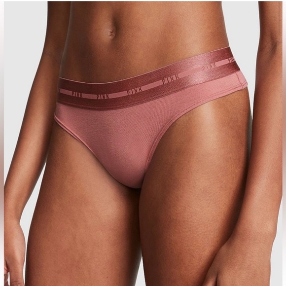 Victoria’s Secret Pink Logo Thong Elastic Underwear Panty. NWT - Picture 1 of 4